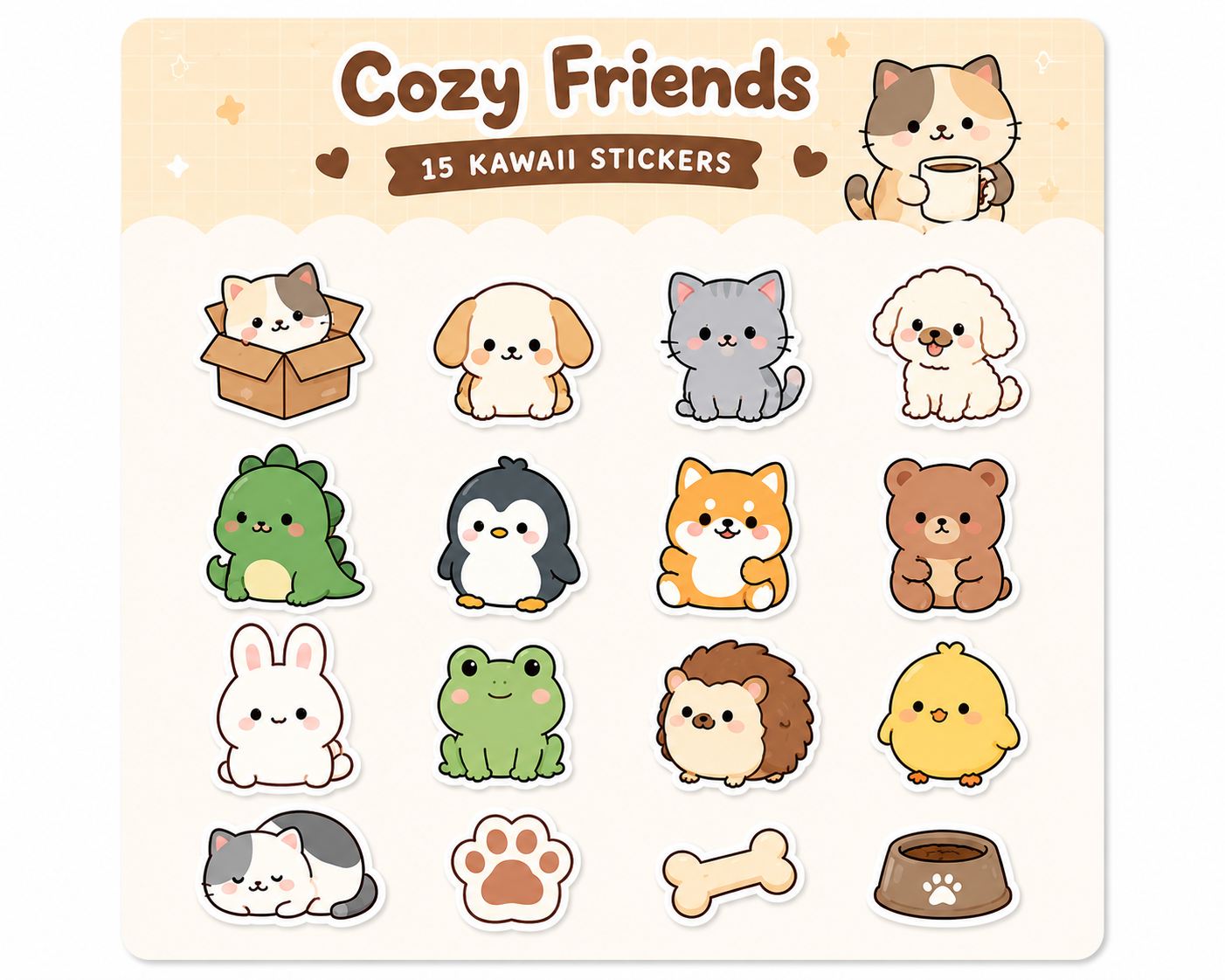 🧸Cozy Friends Kawaii Stickers🧸