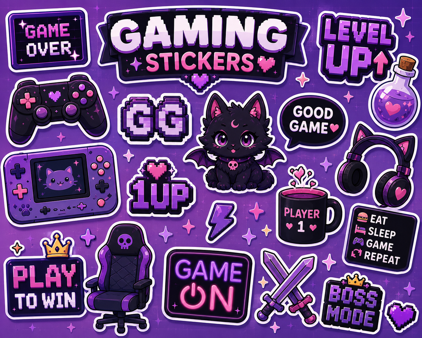 Kawaii Gaming Stickers